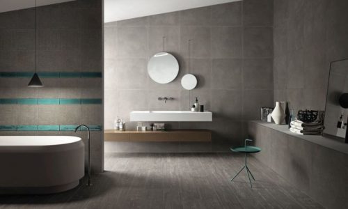 Karman: Antracite Legno – Ceramica Decorata 30×30 & Regoli Petrolio 7,5×30