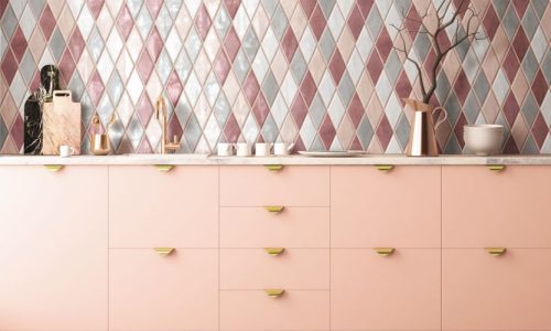 Materia Prima: Grey - White - Pink 40x40 & Mosaico Rombo Mix Pink 25x25