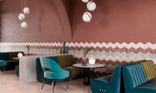 Materia Prima: Rombo Pink Velvet, Jewel, Grey Vetiver 13,7x24 & Pink Velvet 40x40