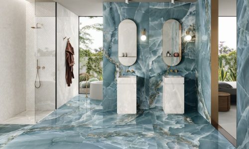 TDM Onyx: Green & Ivory 120x278 & Ivory Intrecci 30x30 Full Lappato Rett.