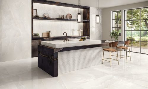 TDM Onyx: Ivory & Black 120x278 & Ivory 120x120 Full Lappato Rett.