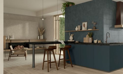 WALL Terracreta Argilla 20x20 - Terracreta Forma Argilla 20x20 - Terracreta Oltremare 20x20_ FLOOR Terracreta Intarsio Argilla 25x21,6  - Elisir Royal Fumé 20x120